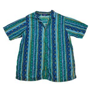 Vintage Forelli Classics Shirt Womens 18 / 20 Blue Green Aztec Geometric